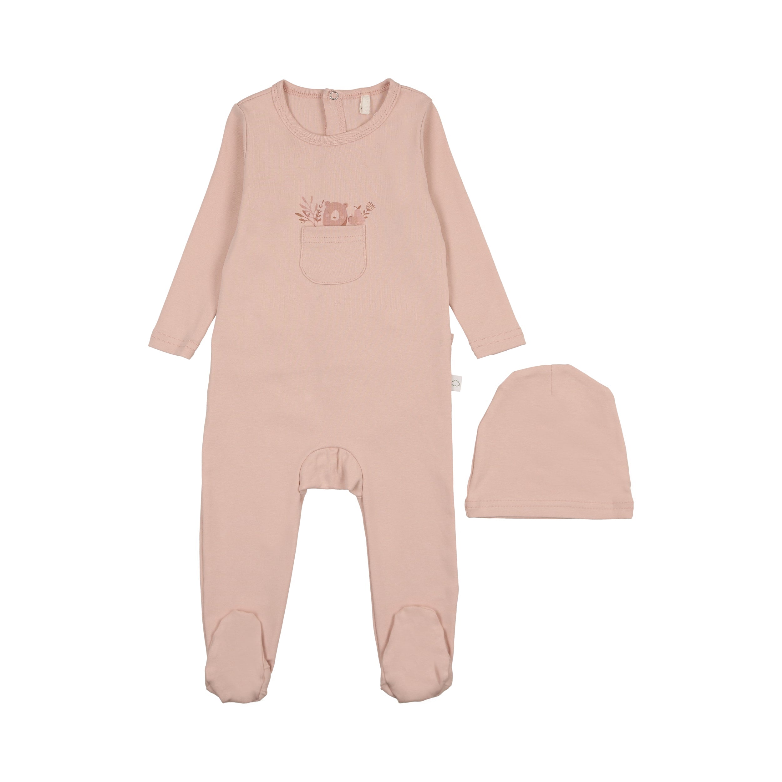 Teddy Pocket Footie- Pink