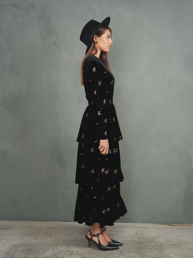 Velour Tiered Skirt