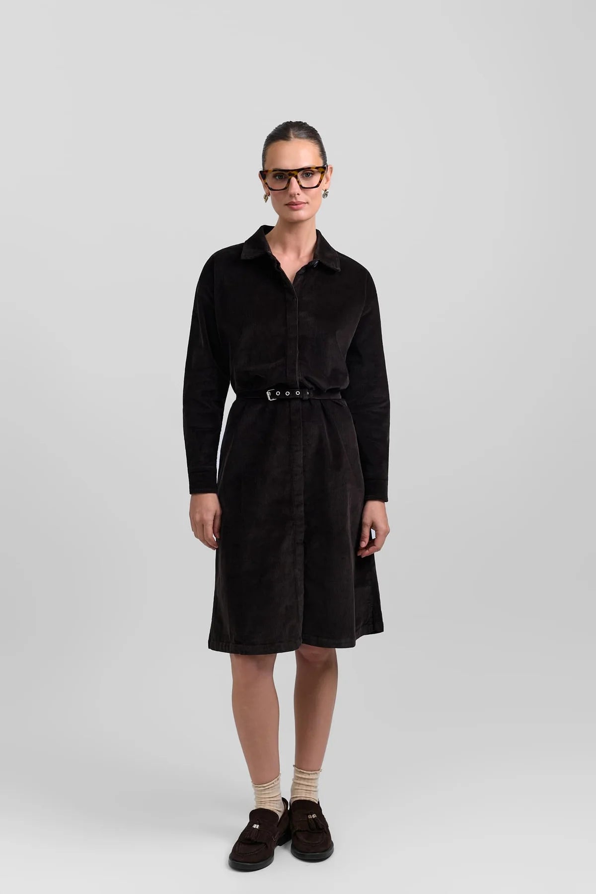 Belted Corduroy Dress