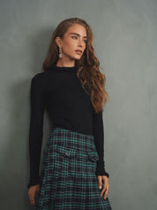 Pleated Plaid Skirt