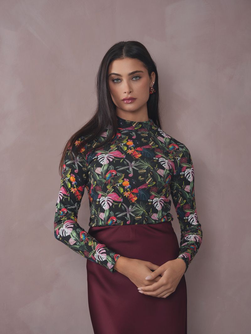 Mock Neck Print Top