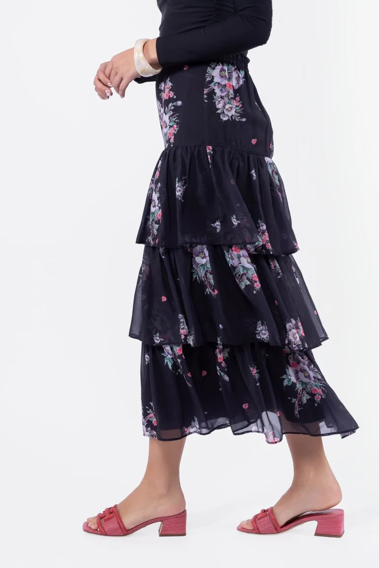 Suri Skirt (Black Flower)
