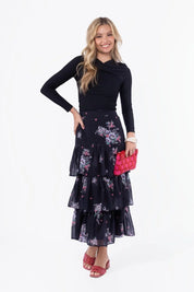 Suri Skirt (Black Flower)