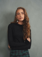 Soft Ruffle Mock Neck Top