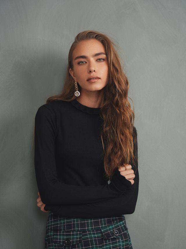 Soft Ruffle Mock Neck Top