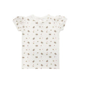 Girls Short Sleeve Tee – Ivory Pink – Floral Print