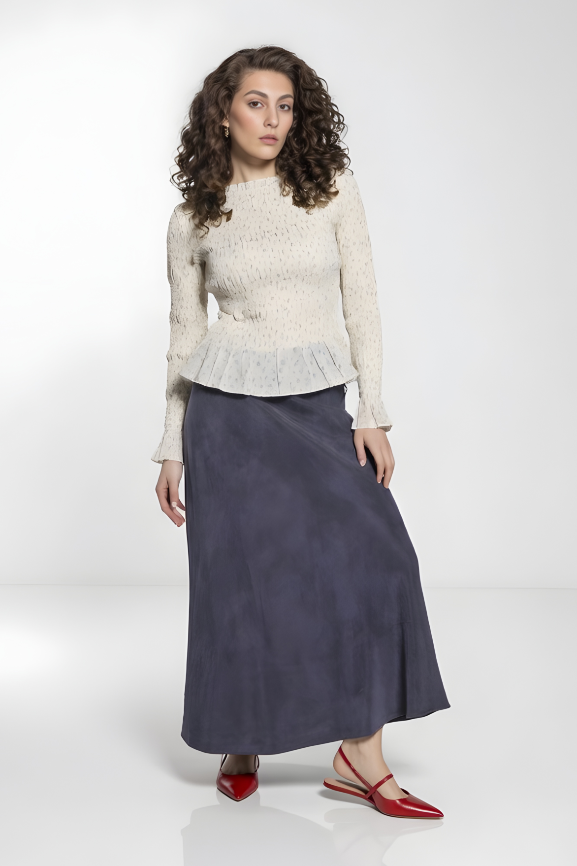 DENIM-LIKE SLIP SKIRT AVAILABLE IN 2 COLORS (26SM26A)