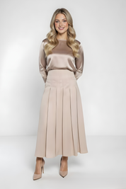 PLEATED MIDI SKIRT AVAILABLE IN 3 COLORS  (26SM20)