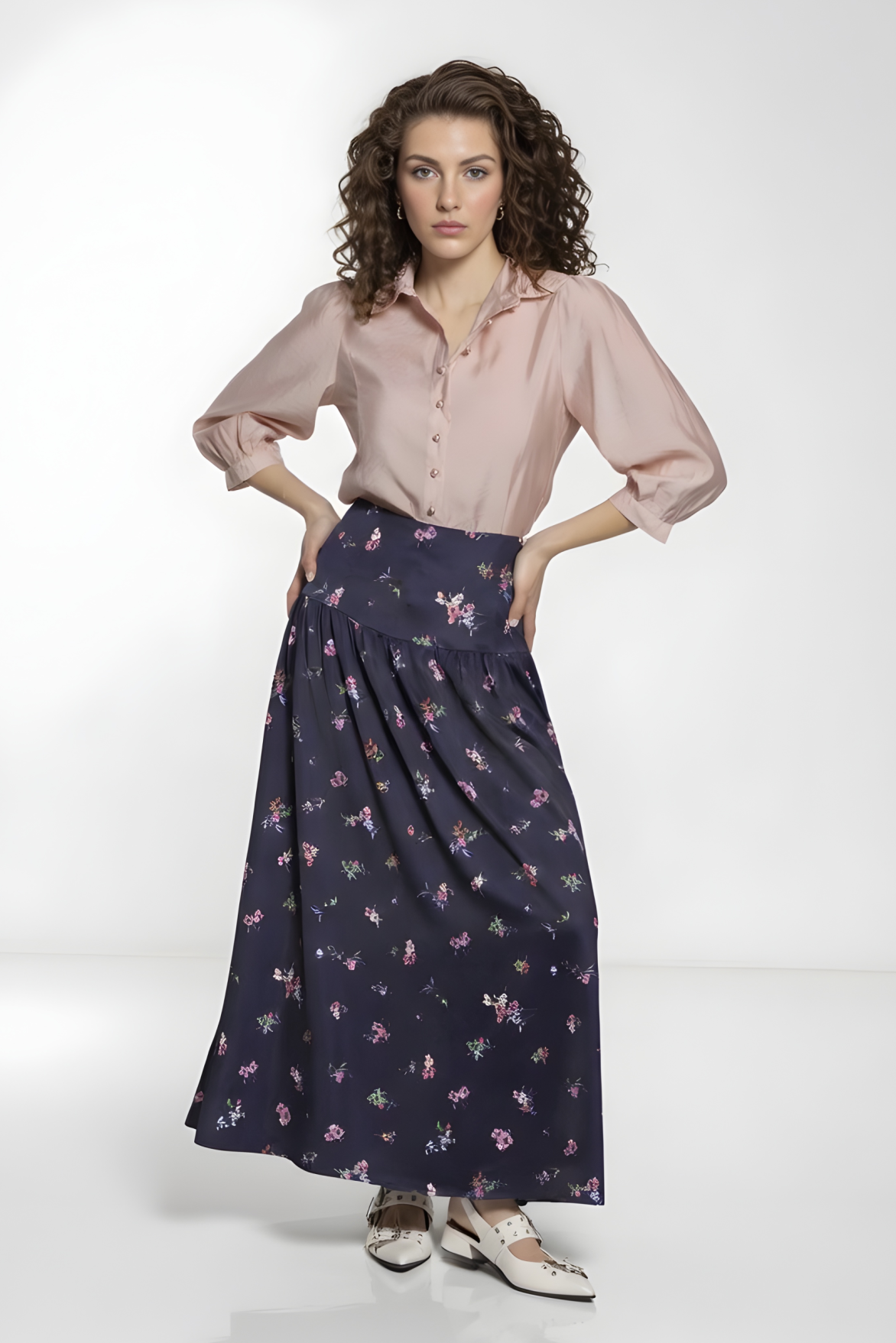 FLORAL SKIRT AVAILABLE IN 2 COLORS  (26SM12)