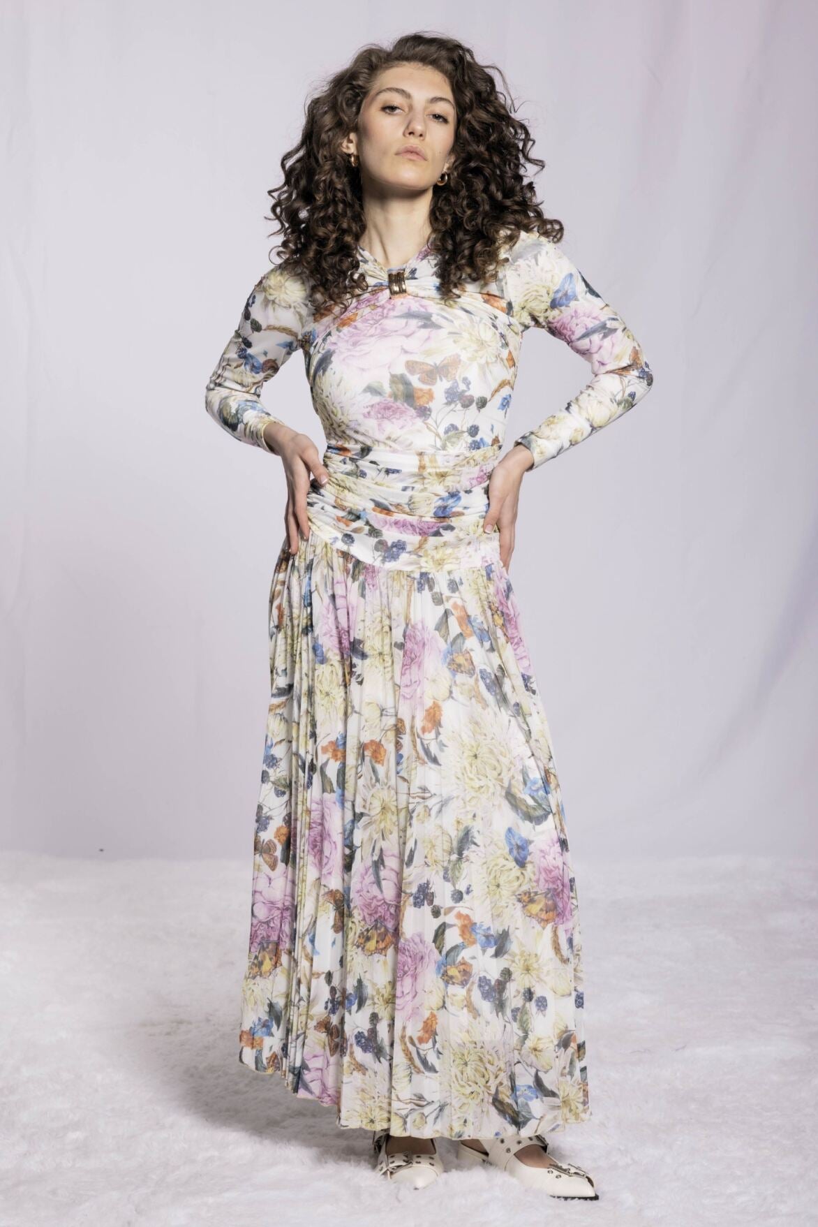 FLORAL MESH DRESS AVAILABLE IN 2 COLORS (26SM4)