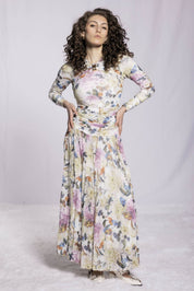 FLORAL MESH DRESS AVAILABLE IN 2 COLORS (26SM4)