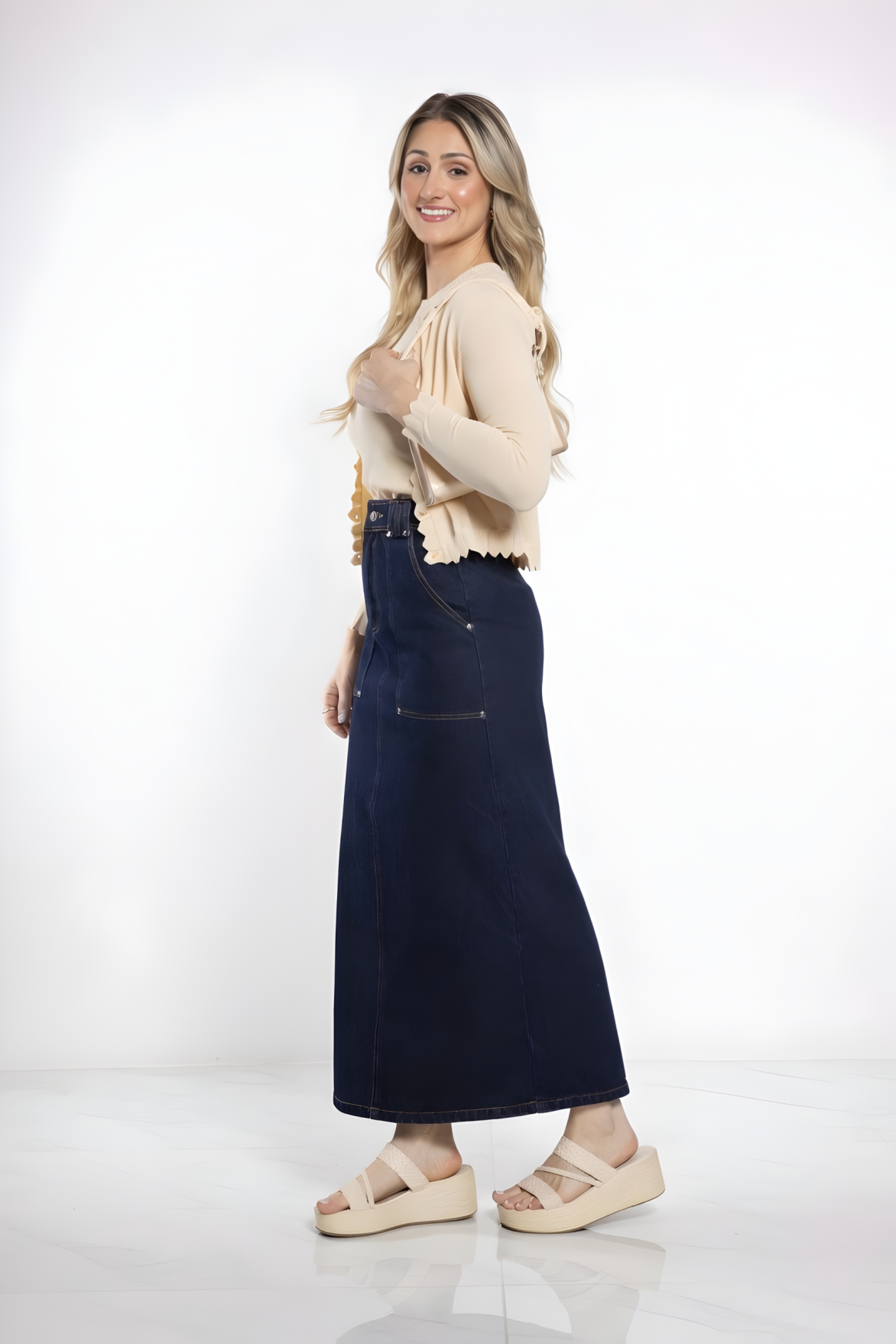 CONTRAST STITCHING DENIM SKIRT (26SM16)