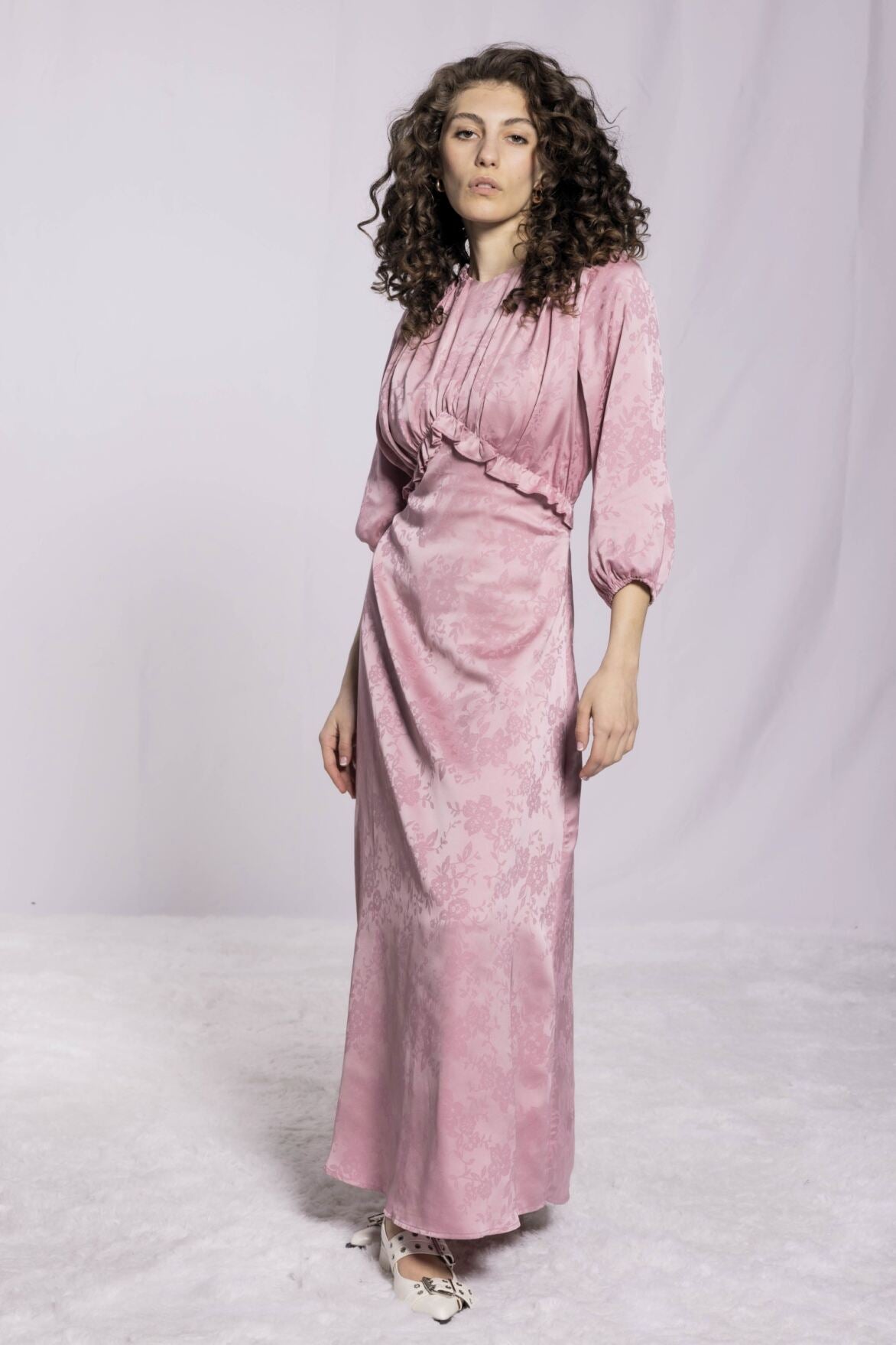 TONAL FLORAL MIDI DRESS AVAILABLE IN 2 COLORS  (26SM1)