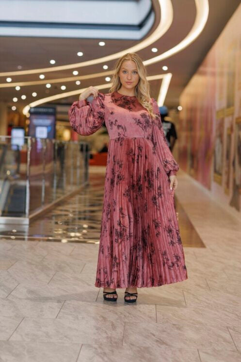 PLEATED PUFF SLEEVE DRESS 25196