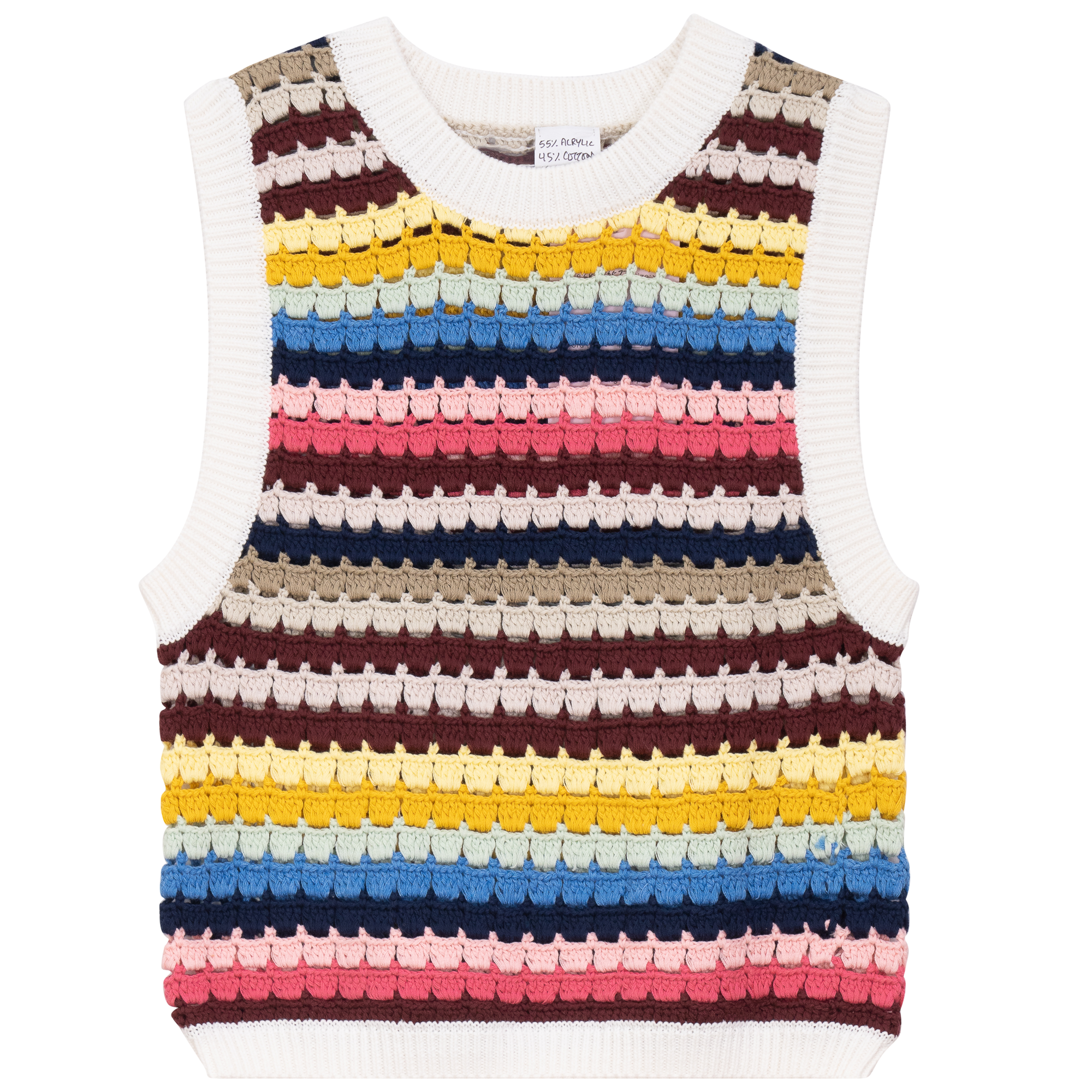 Teens Colorful Crochet Knitted Cropped Vest