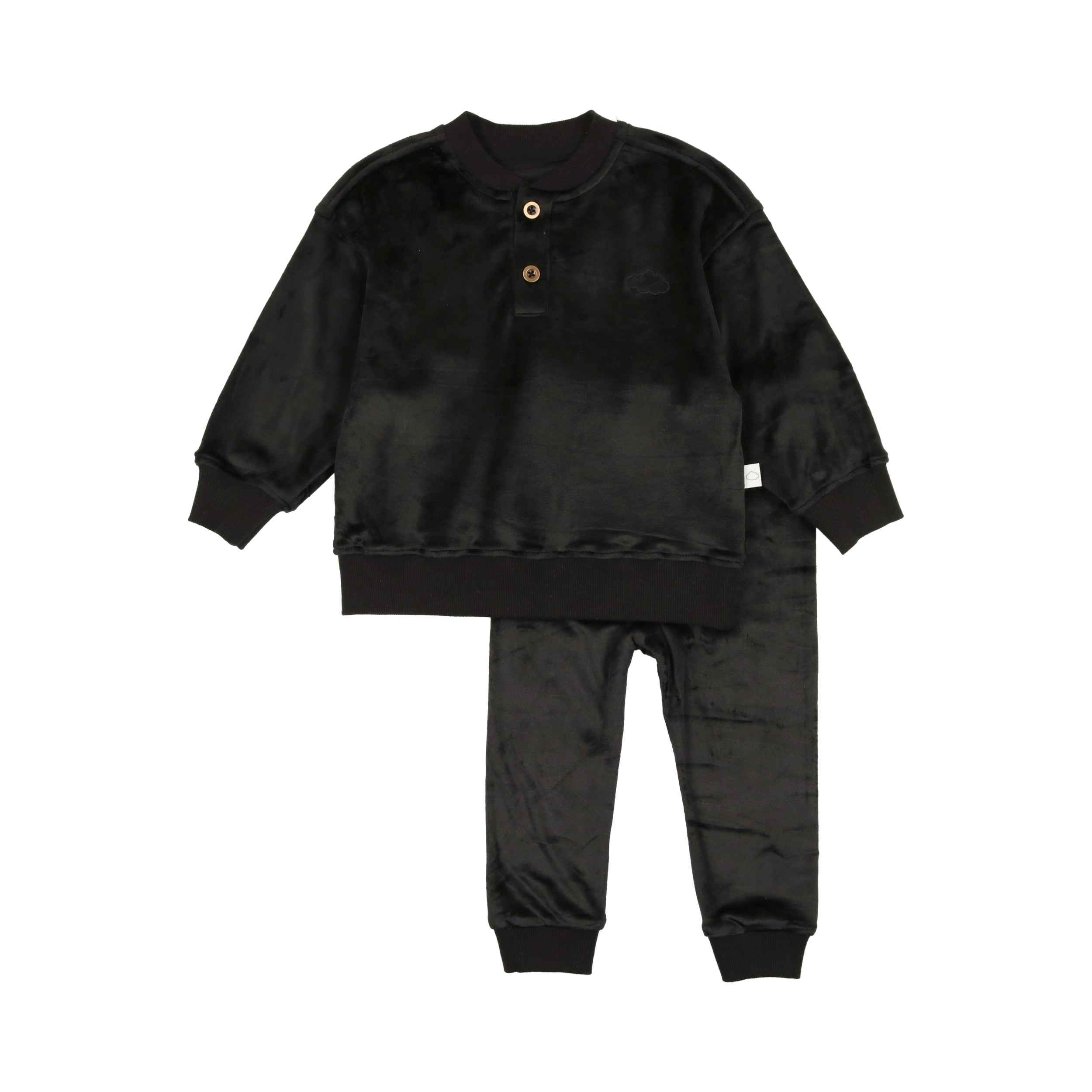 Velour Henley PJ- Black