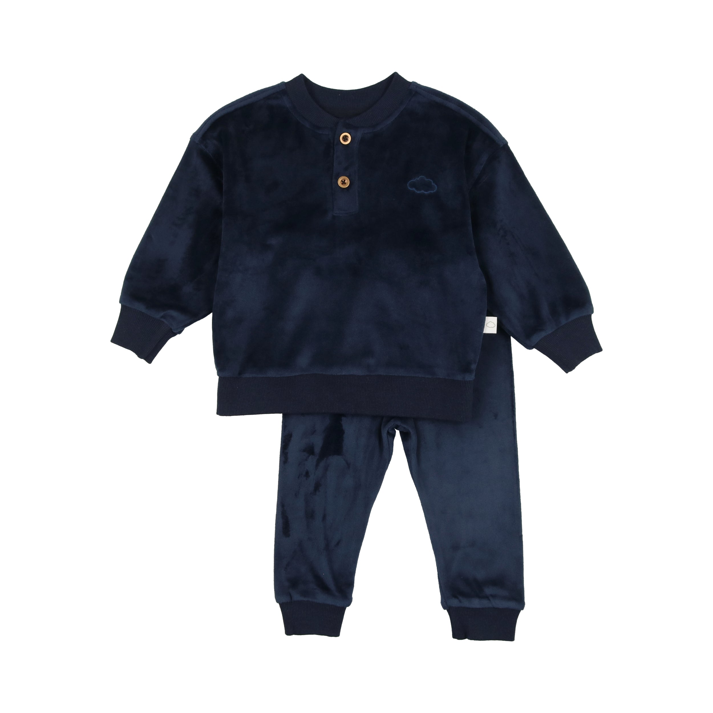 Velour Henley PJ- Midnight Blue