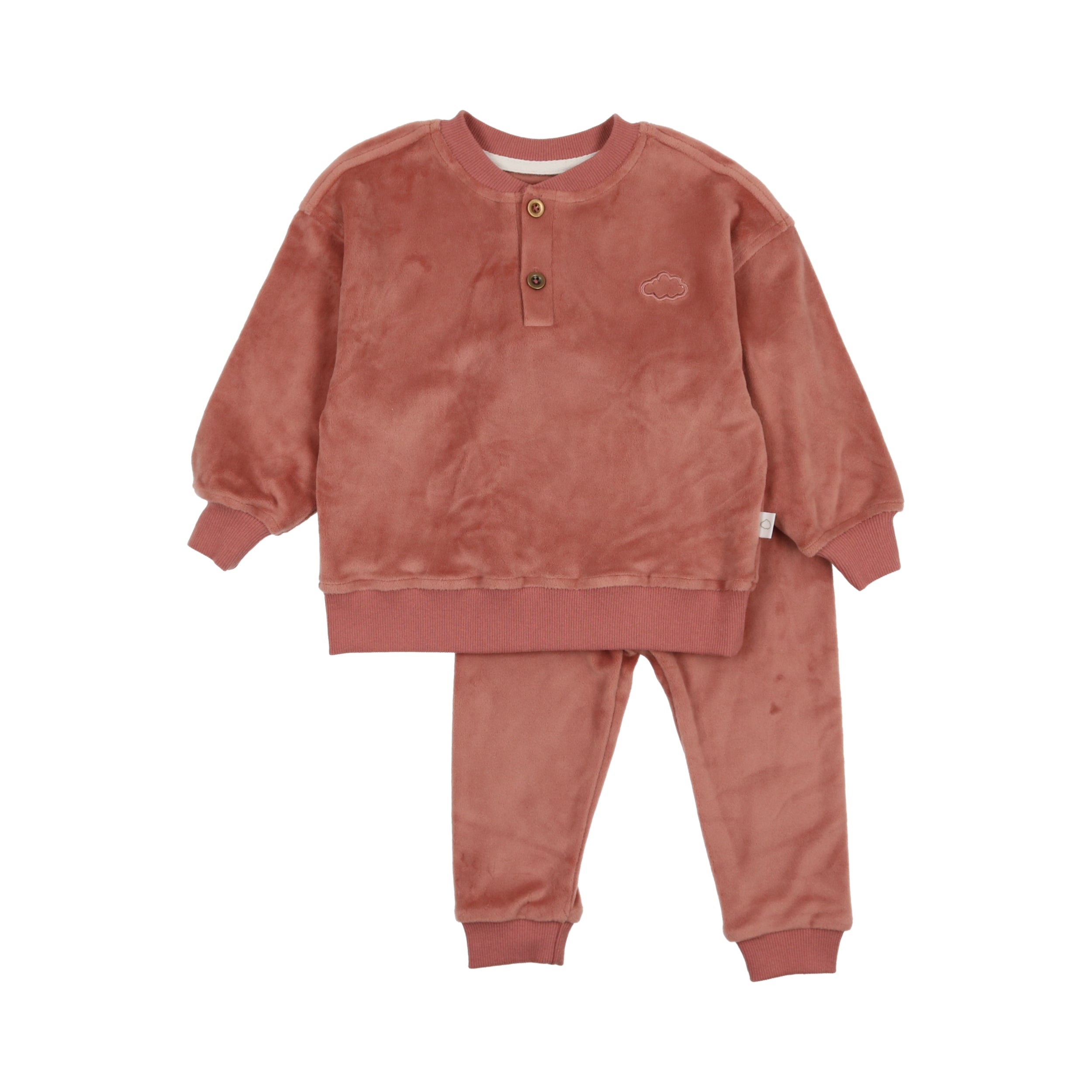 Velour Henley PJ- Dusty Rose