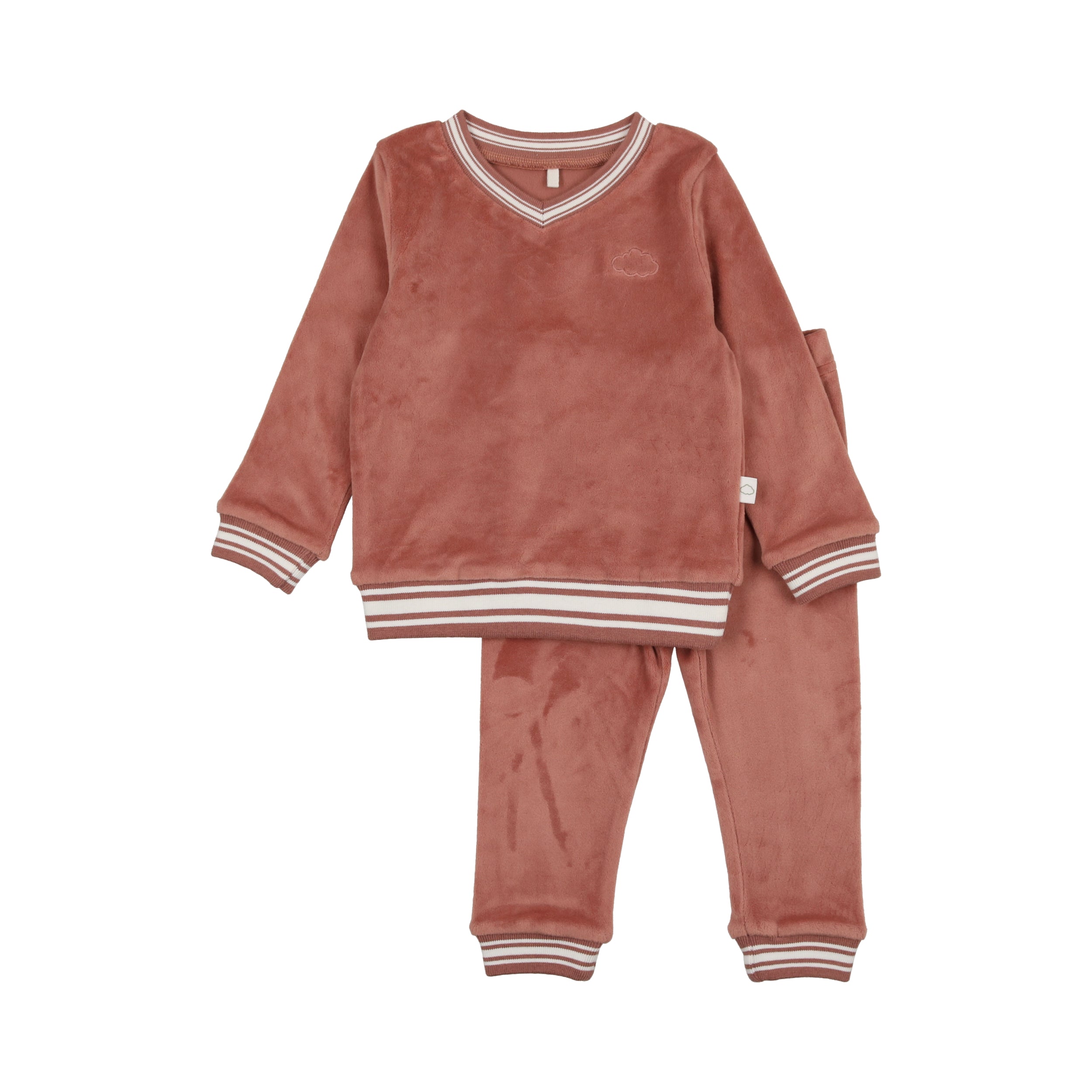 Velour Varsity PJ- Dusty Rose