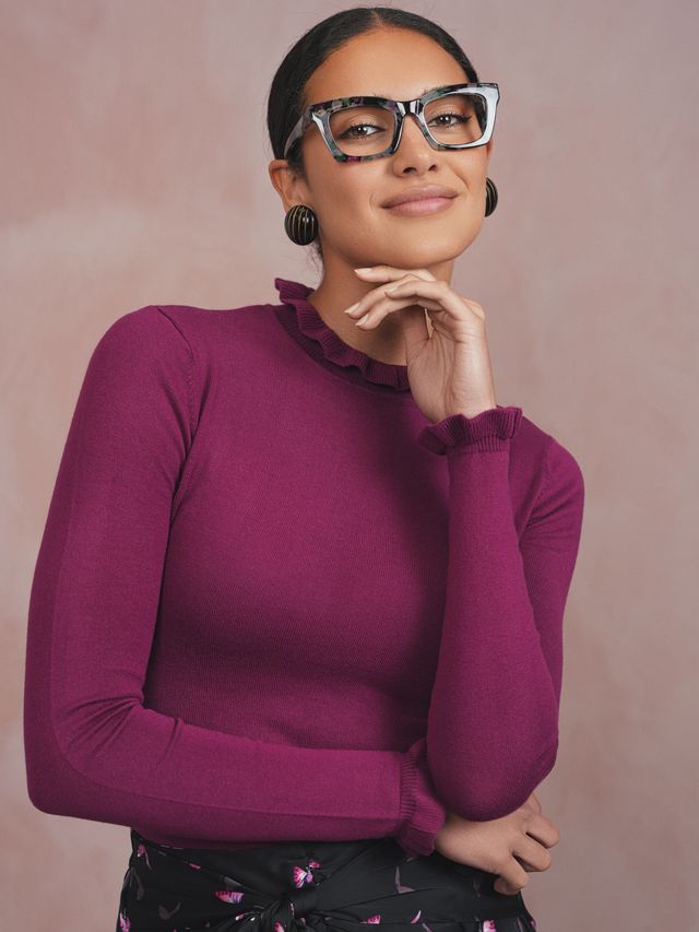 Soft Ruffle Mock Neck Top