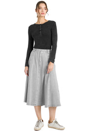 Jean Panel Midi Skirt with Pockets