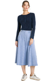 Jean Panel Midi Skirt with Pockets
