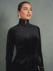 Velour Front Tie Dress