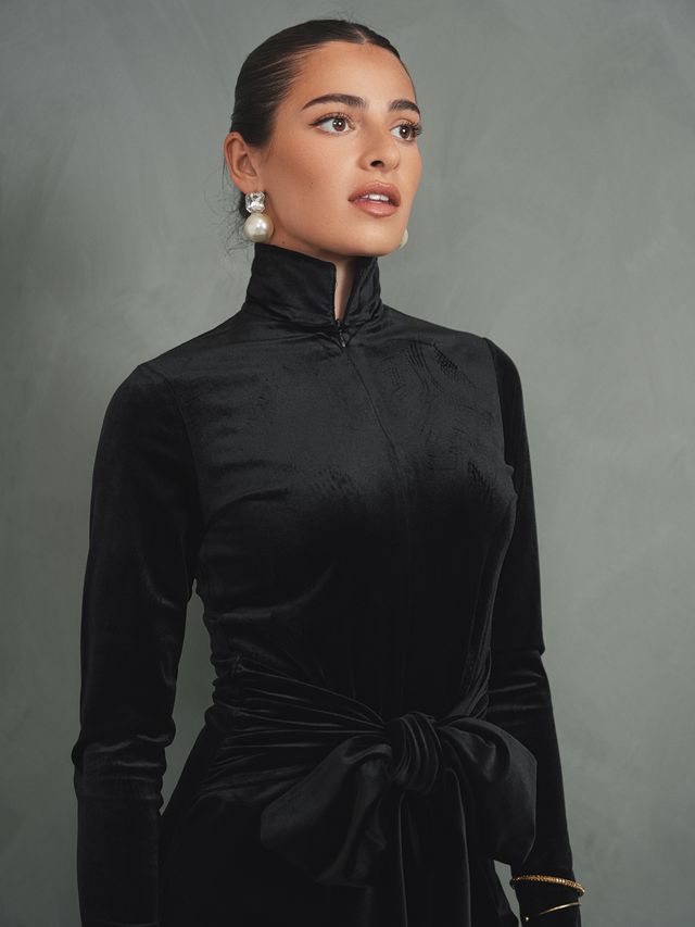 Velour Front Tie Dress