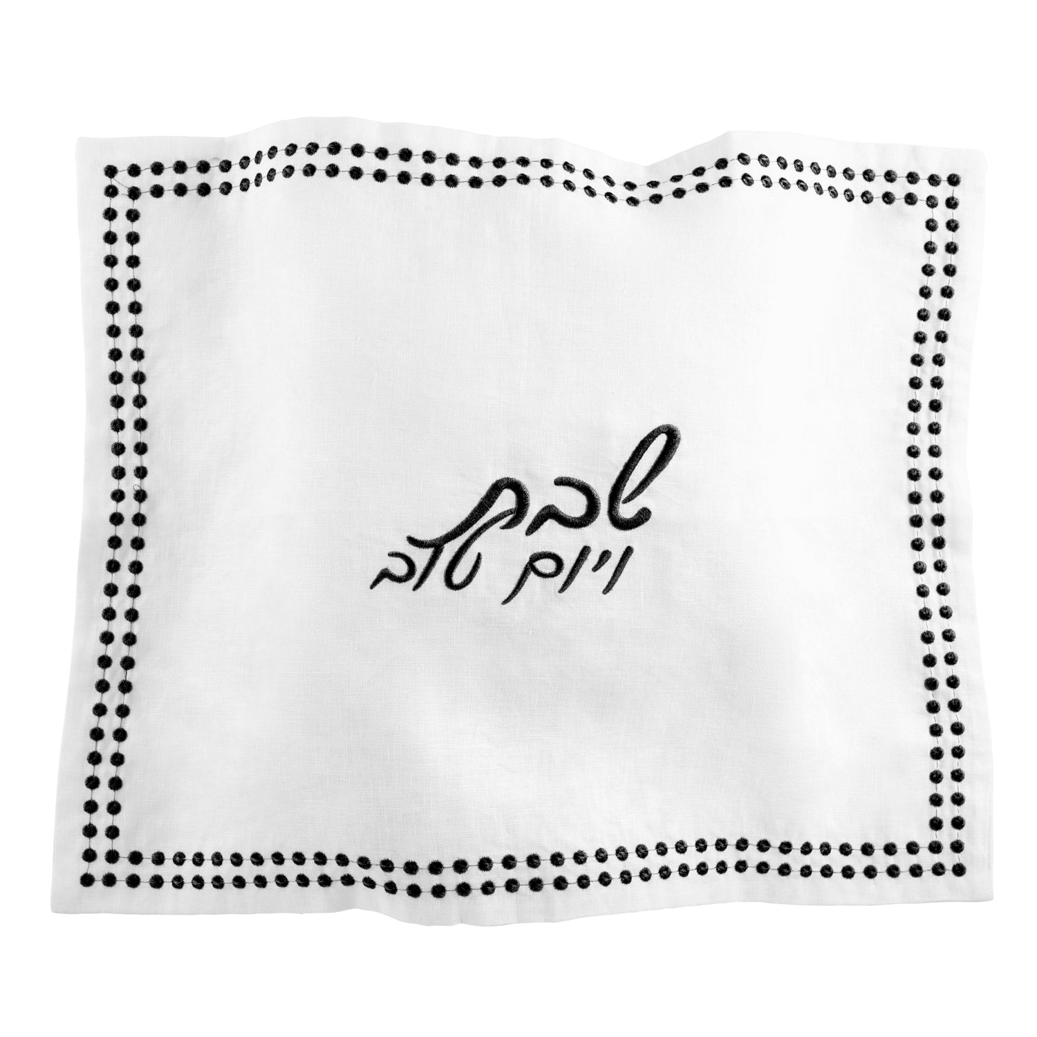 dot border linen challah cover
