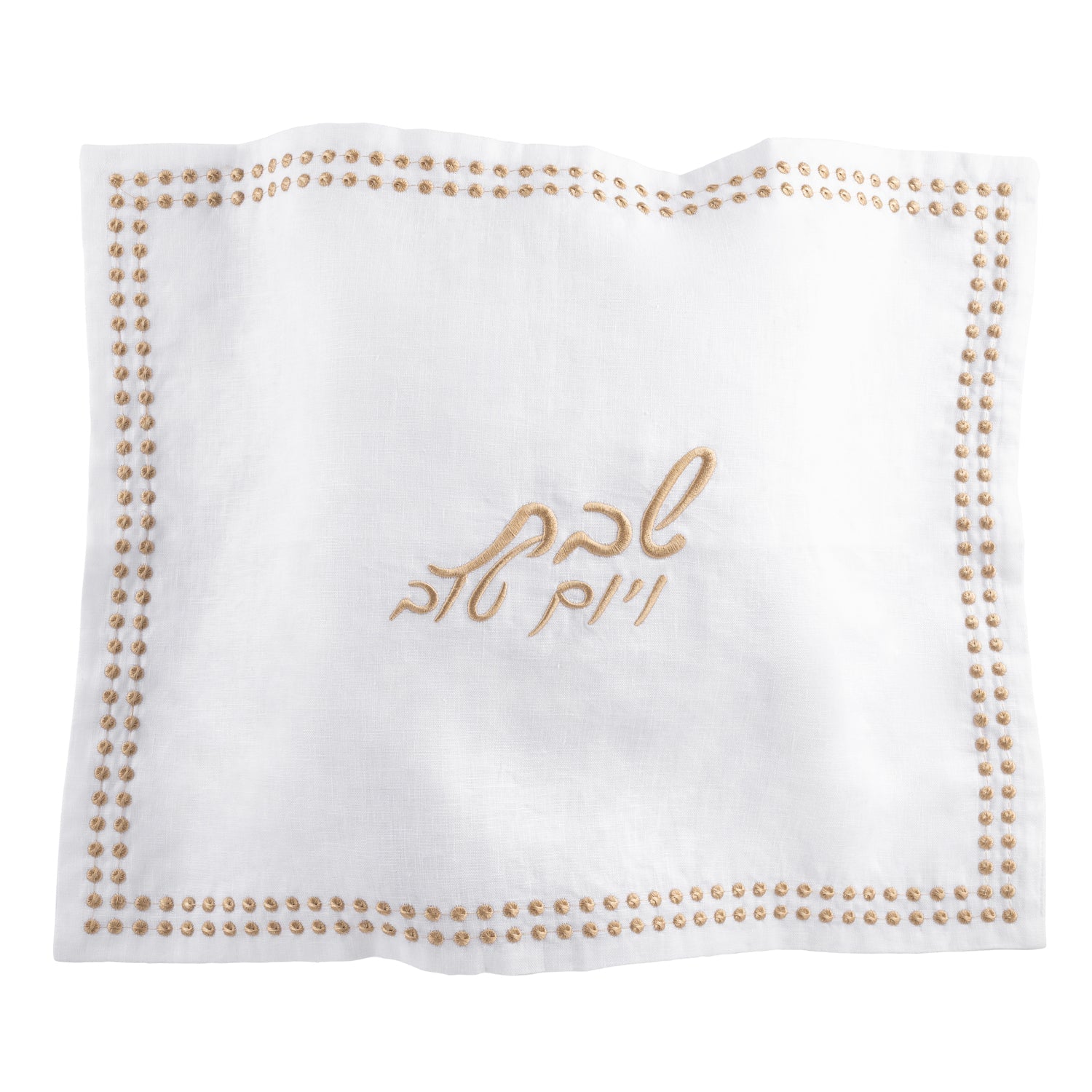 dot border linen challah cover