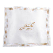 dot border linen challah cover