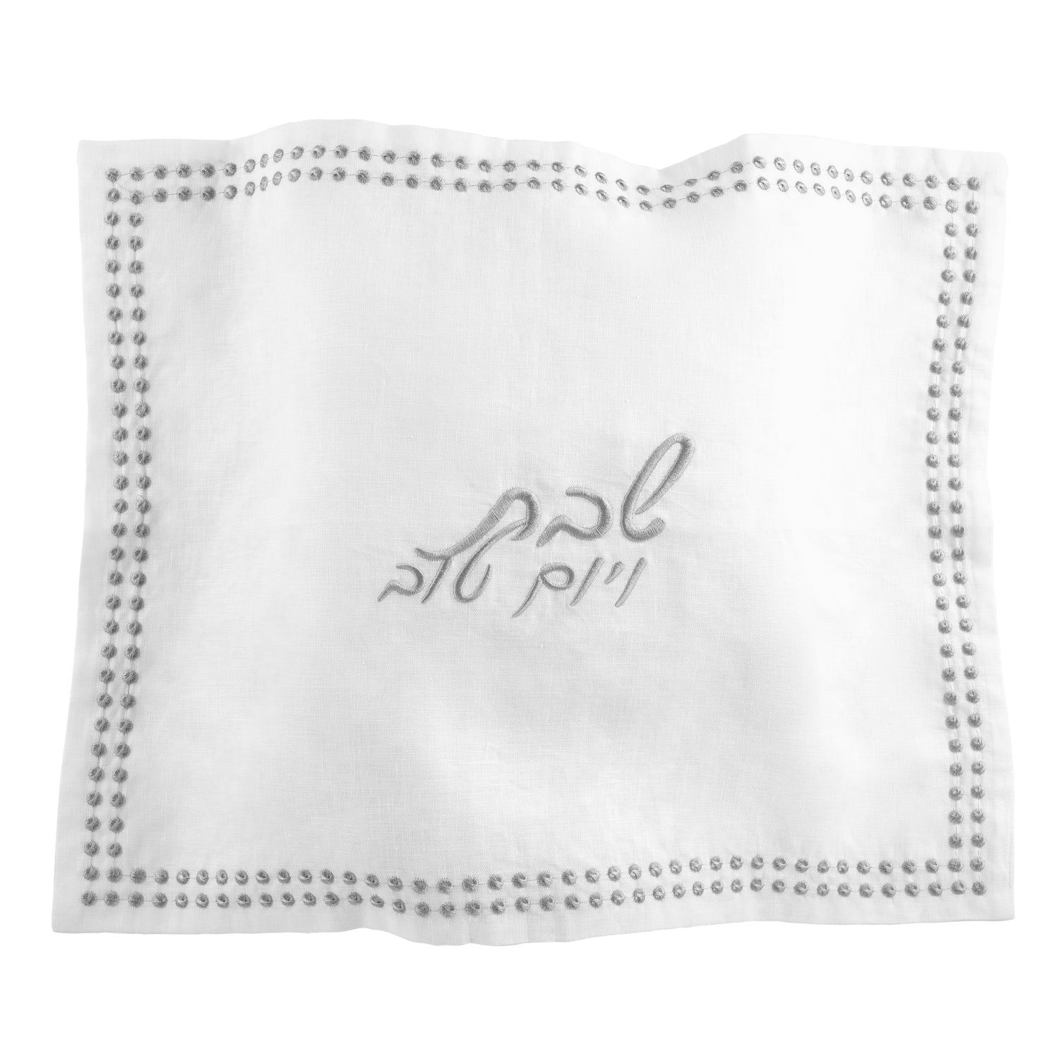dot border linen challah cover