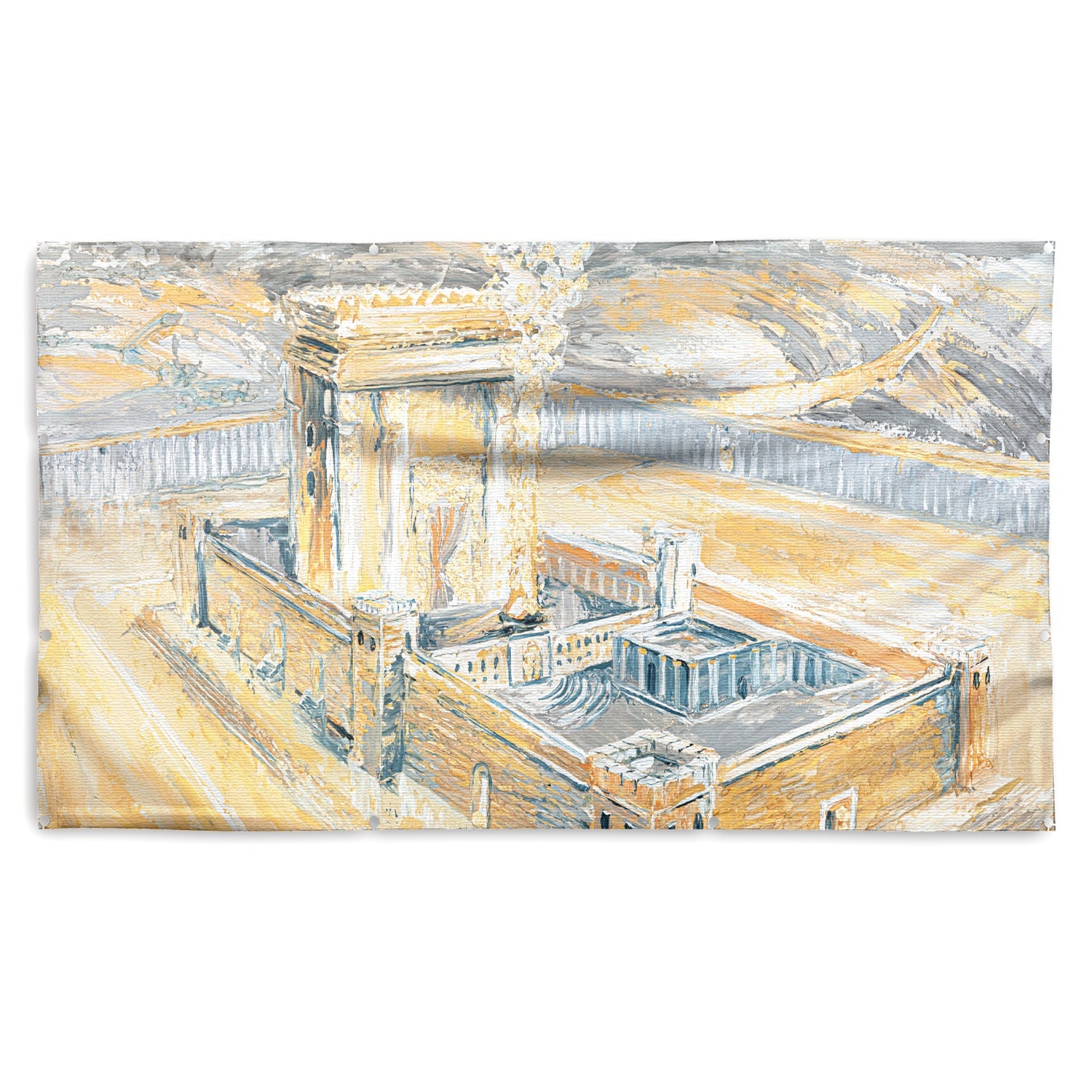 bais hamikdash of gray gold vinyl sukkah decoration